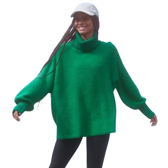 aerie Sweaters - Offline by Aerie Oversized Turtleneck Sweater XL Green Cozy Knit Winter